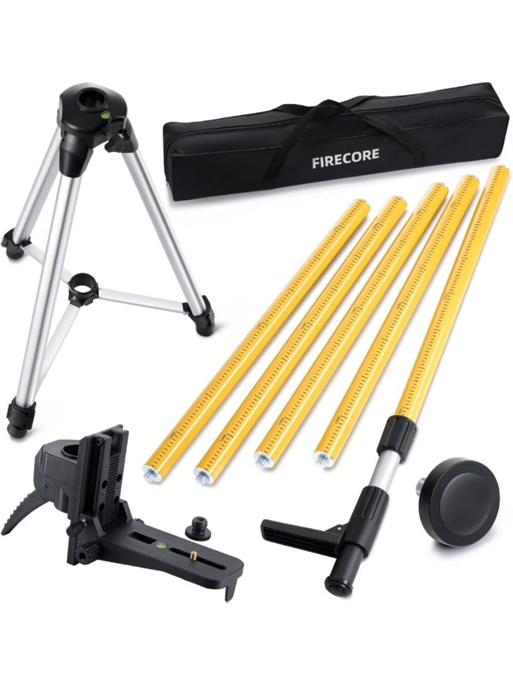Adjustable 12 Ft Laser Level Pole with Tripod & Mount for Rotary/Line Lasers